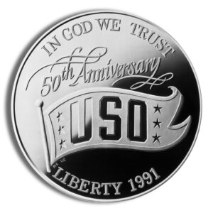 1991-S $1 USO Silver Commem – Proof