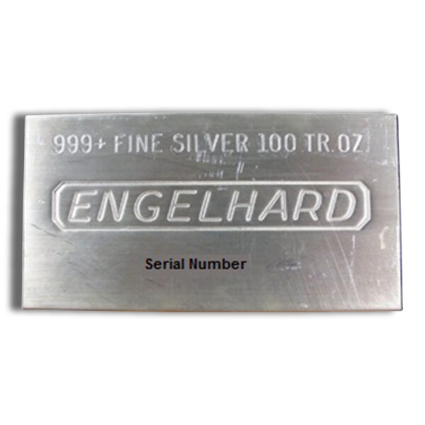 100 ounce Engelhard poured or extruded silver bar