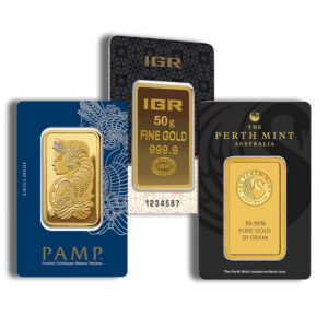 50 gram Gold Bar – Brand Varies (Carded)