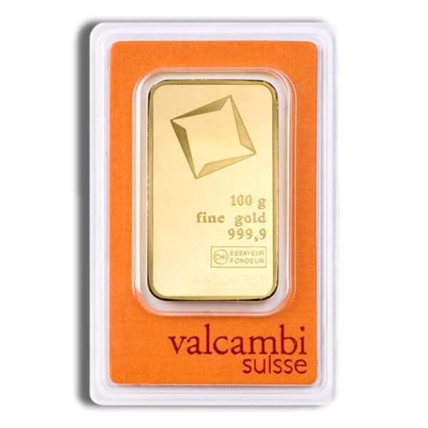 100 Gram Valcambi Gold Bar (Carded)