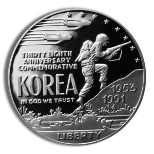 1991-P $1 Korean War Silver Commem – Proof