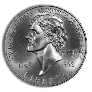 1993-P $1 Jefferson Silver Commem – BU