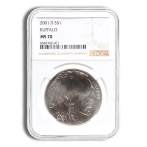 2001-D $1 Silver Buffalo Commem – NGC MS70