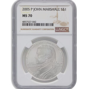 2005-P $1 John Marshall Silver Commem – NGC MS70