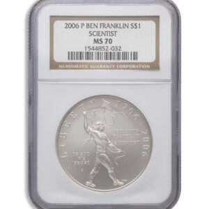 2006-P $1 Franklin Scientist Silver Commem – NGC MS70