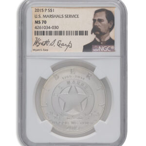 2015-P $1 U.S. Marshals Silver Commem – NGC MS70