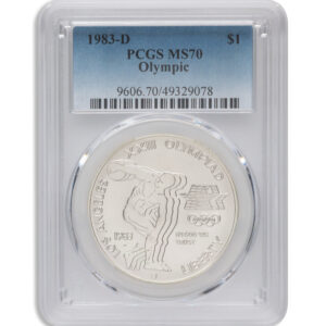 1983-D $1LA Olympic Silver Commem – PCGS MS70