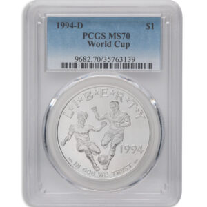 1994-D $1 World Cup Silver Commem – PCGS MS70