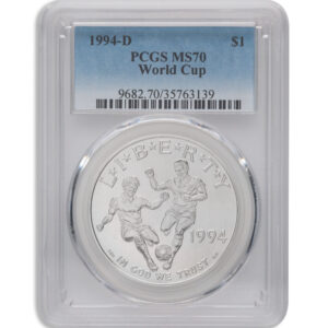 1994-D $1 World Cup Silver Commem – PCGS MS70