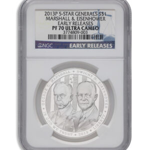 2013-P $1 Five Star Generals Silver Commem – NGC PF70