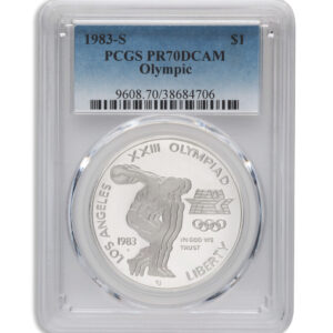 1983-S $1 LA Olympic Silver Commem – PCGS PF70