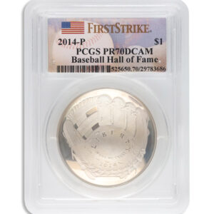 2014-P $1 Baseball Hall Fame Silver Commem – PCGS PF70