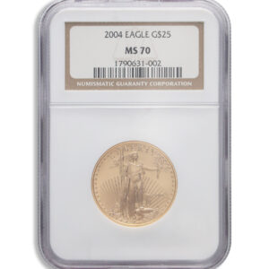 2004 1/2 oz Gold Eagle $25 NGC MS70