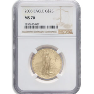 2005 1/2 oz Gold Eagle $25 NGC MS70