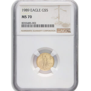 1989 1/10 oz Gold Eagle $5 NGC MS70
