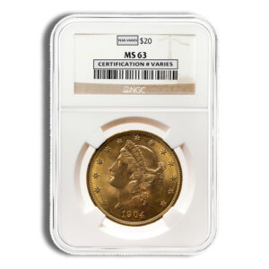 $20 Gold Liberty Double Eagle – NGC MS63