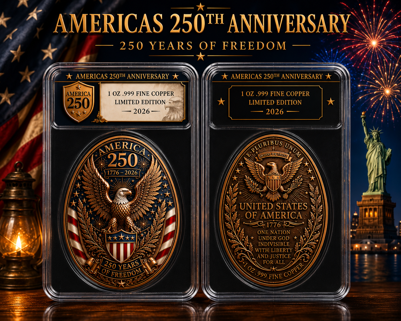 America’s 250th Anniversary Copper Eagle Egg – 1 oz .999 Fine Copper Slabbed Collectible
