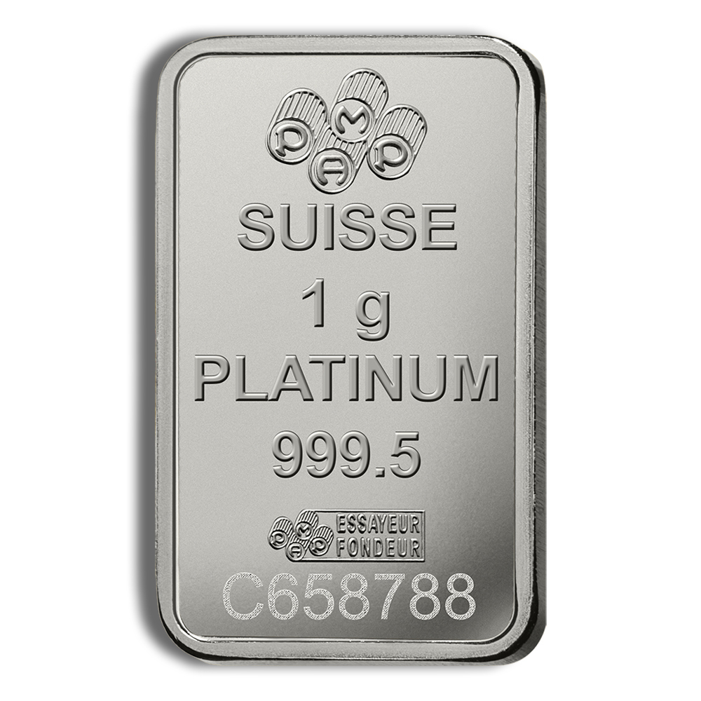 1 gram Platinum Bar - PAMP Fortuna (Carded)