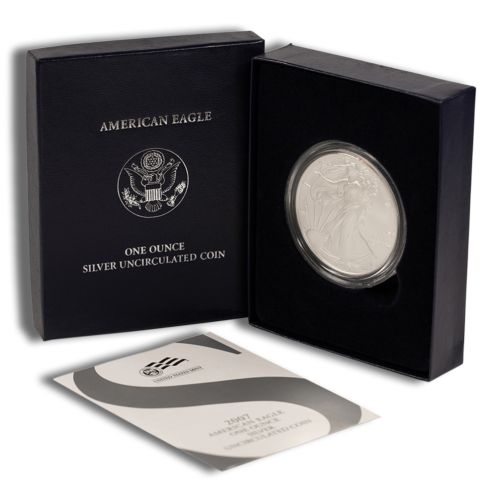 2007-W Burnished Silver Eagle with Box & COA