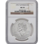 1993-P $1 Jefferson Silver Commem – NGC MS70