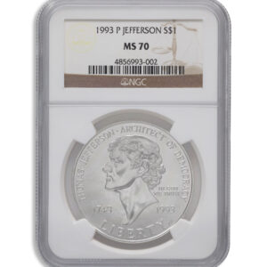 1993-P $1 Jefferson Silver Commem - NGC MS70