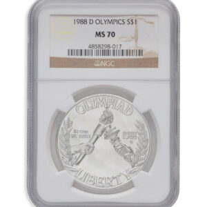 1988-D $1 Olympic Silver Commem - NGC MS70
