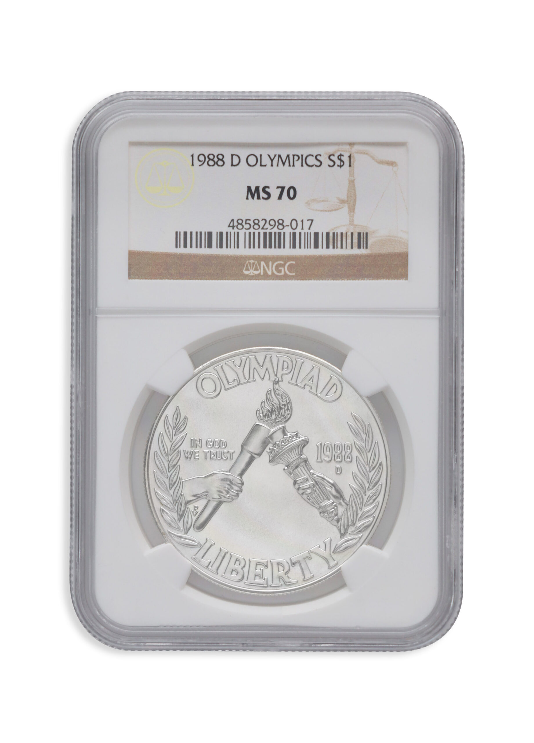 1988-D $1 Olympic Silver Commem - NGC MS70