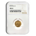 $2.5 Gold Indian Quarter Eagle – NGC MS61 product image