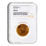$10 Gold Indian Eagle – NGC MS61