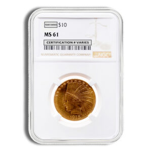 $10 Gold Indian Eagle – NGC MS61