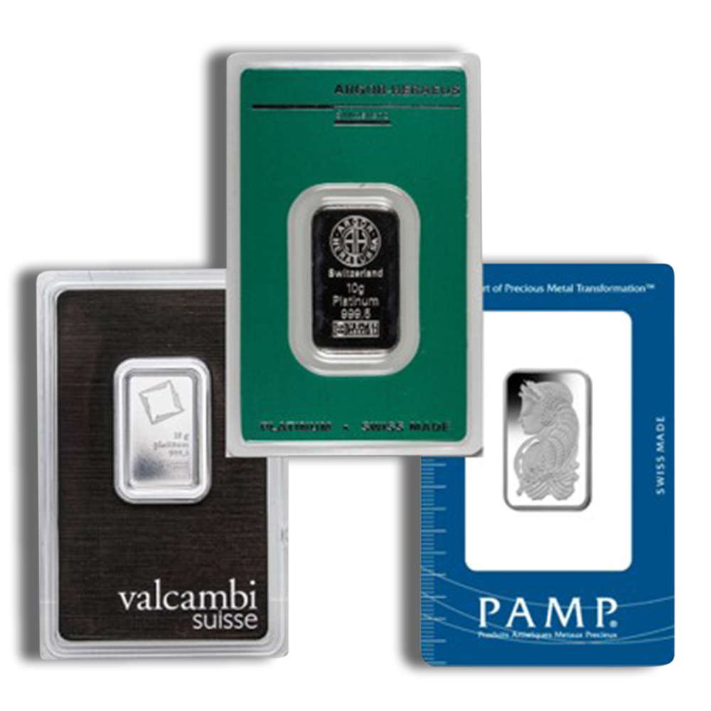 10 gram Platinum Bar - Brand Varies (Carded)