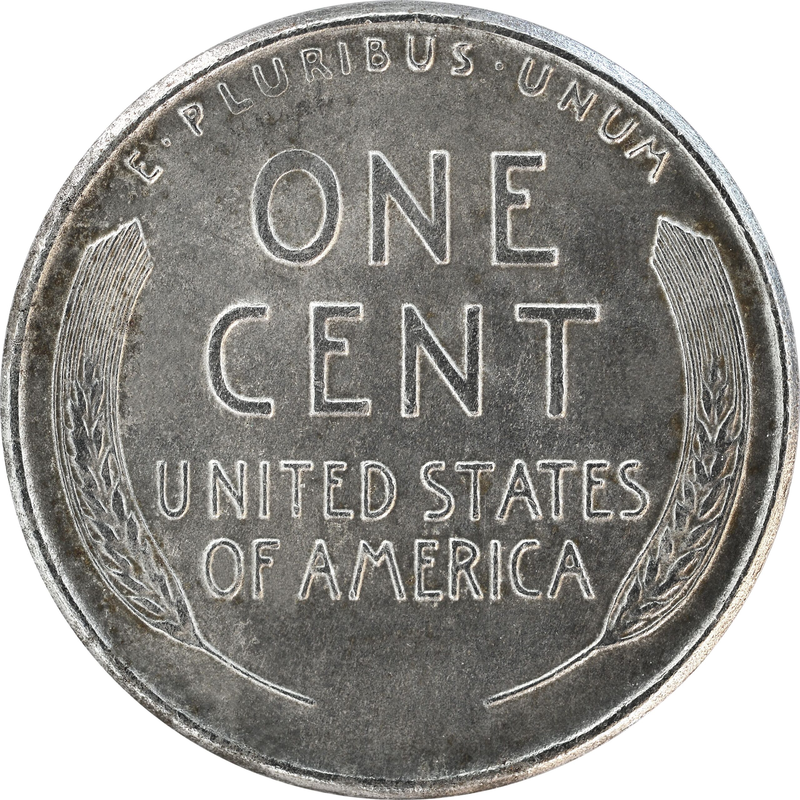 Steel Lincoln cent reverse with wheat ears