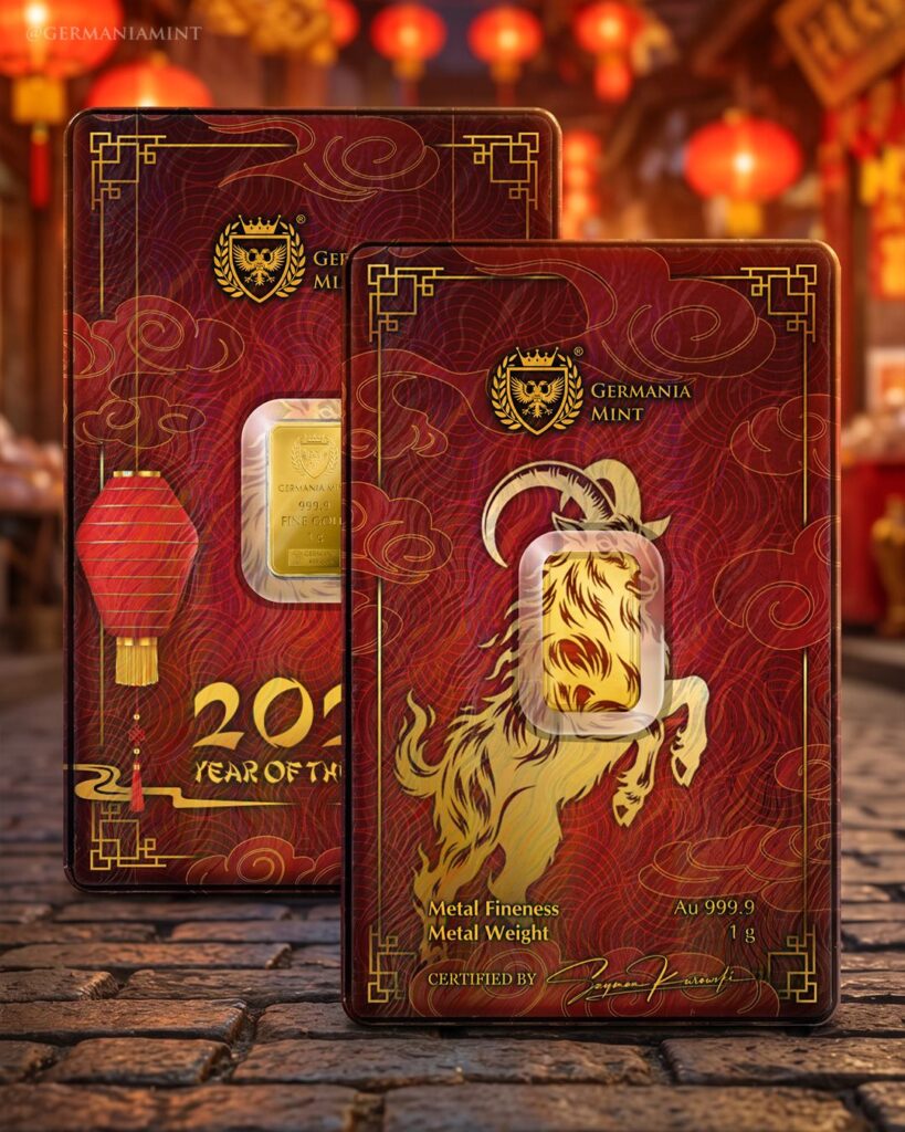 2026 Germania Mint Year of the Goat 1 Gram Gold Bar