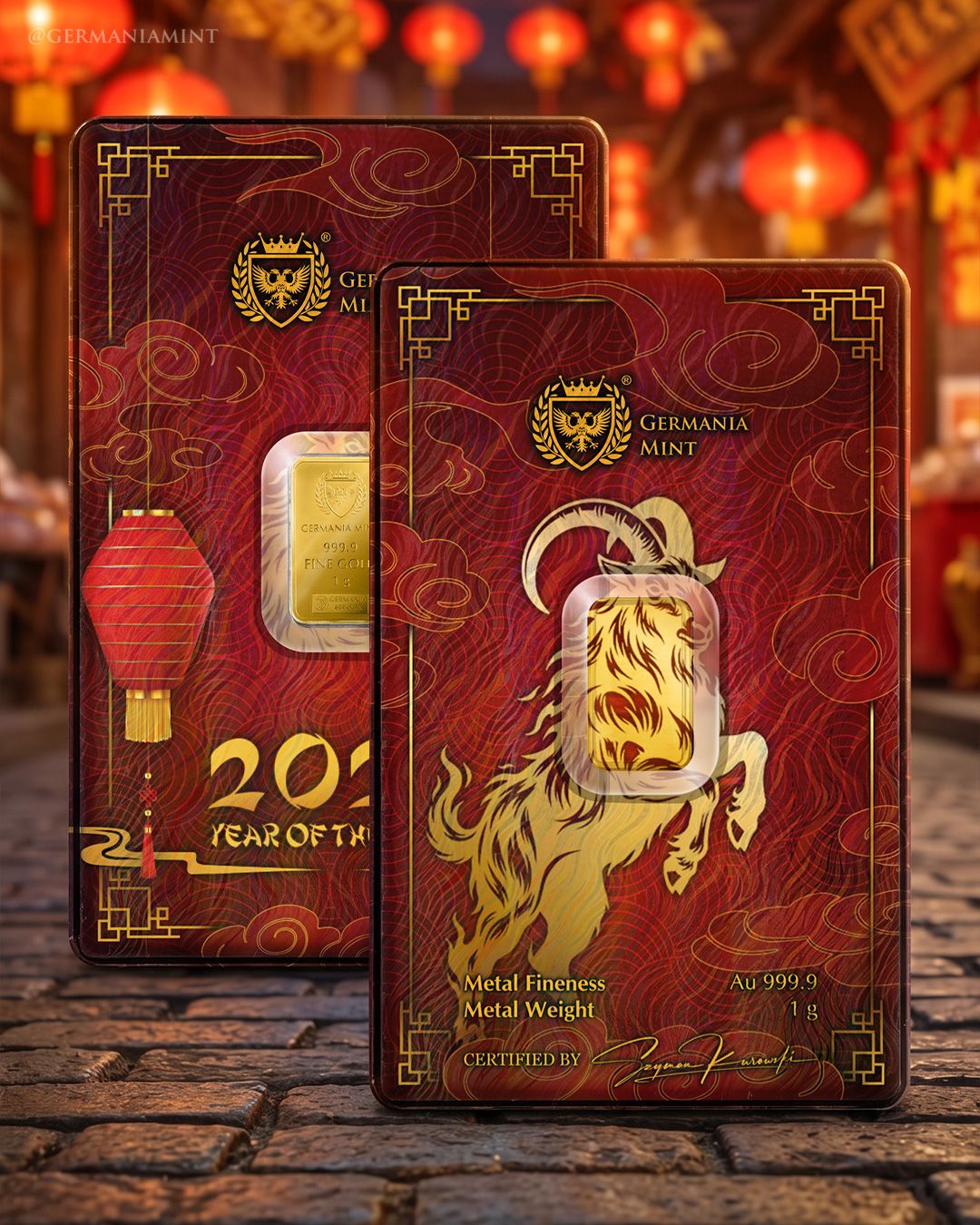 2026 Germania Mint Year of the Goat 1 Gram Gold Bar