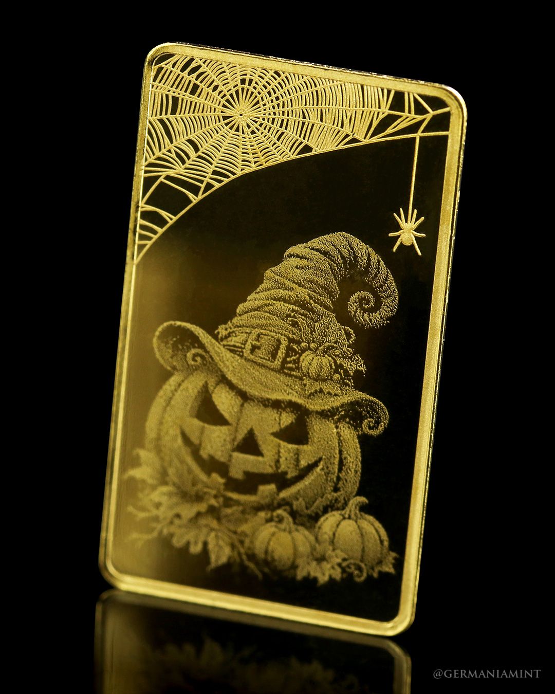 1789389948086 image of a 2026 Germania Mint Halloween 1/100 oz gold bar