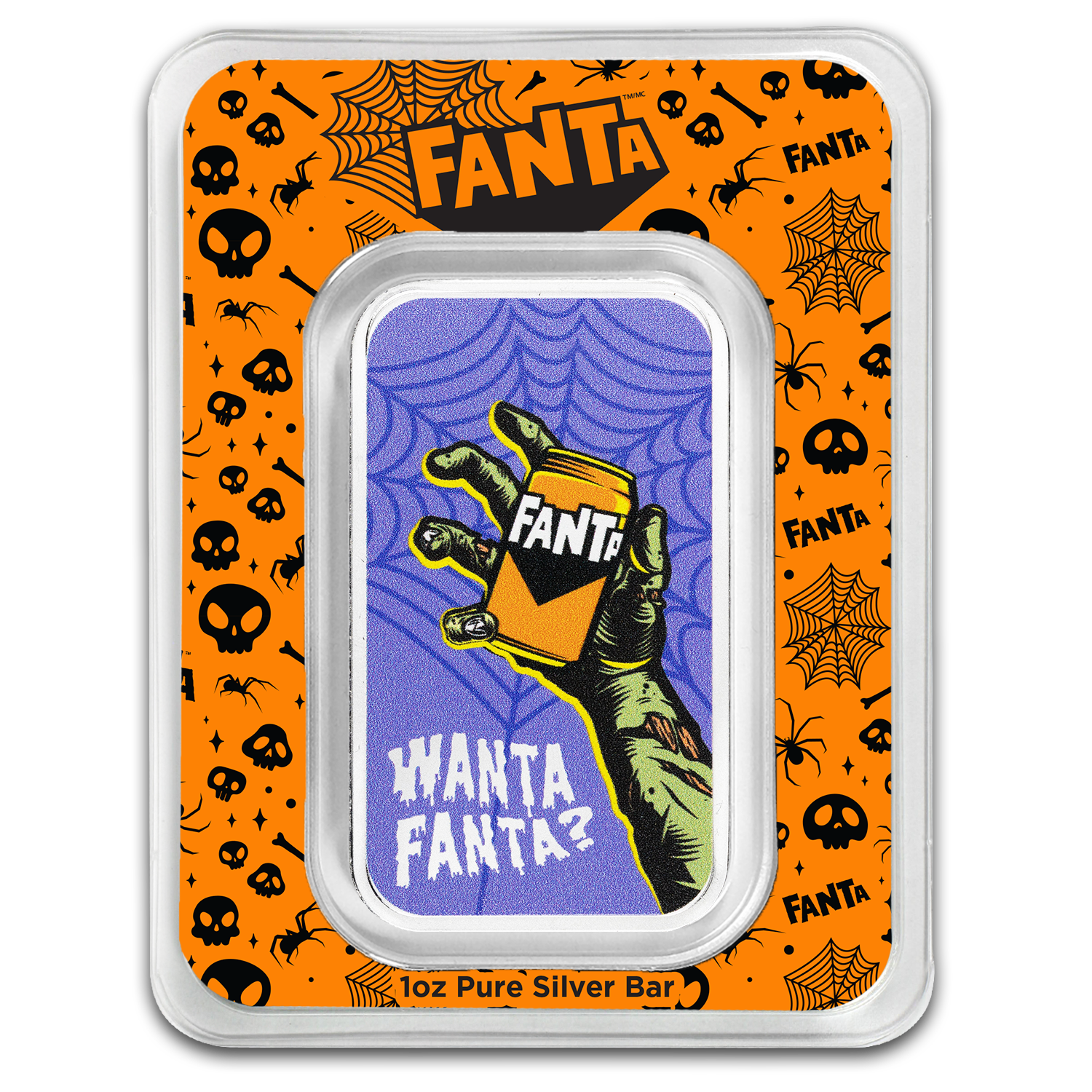 PAMP Orange Fanta Halloween 1 oz silver bar — supplied product view 1