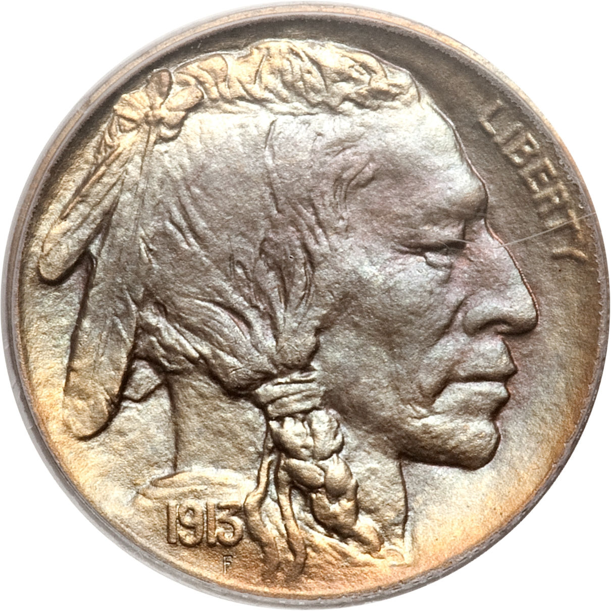 Buffalo nickel obverse with Native American profile