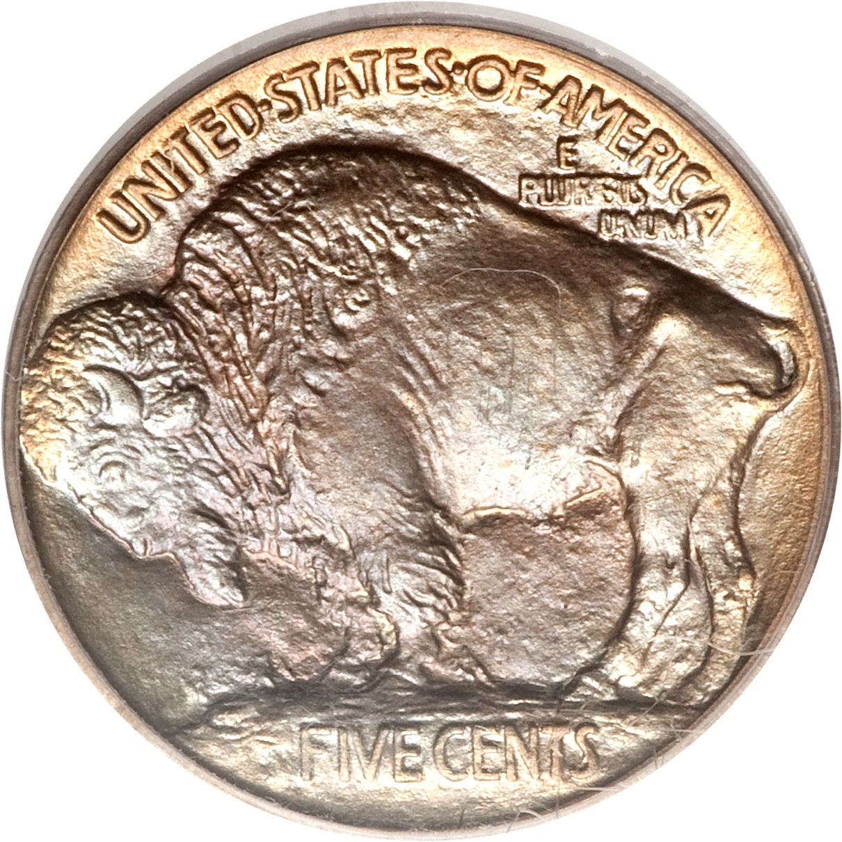Type 1 Buffalo nickel reverse with bison on raised ground