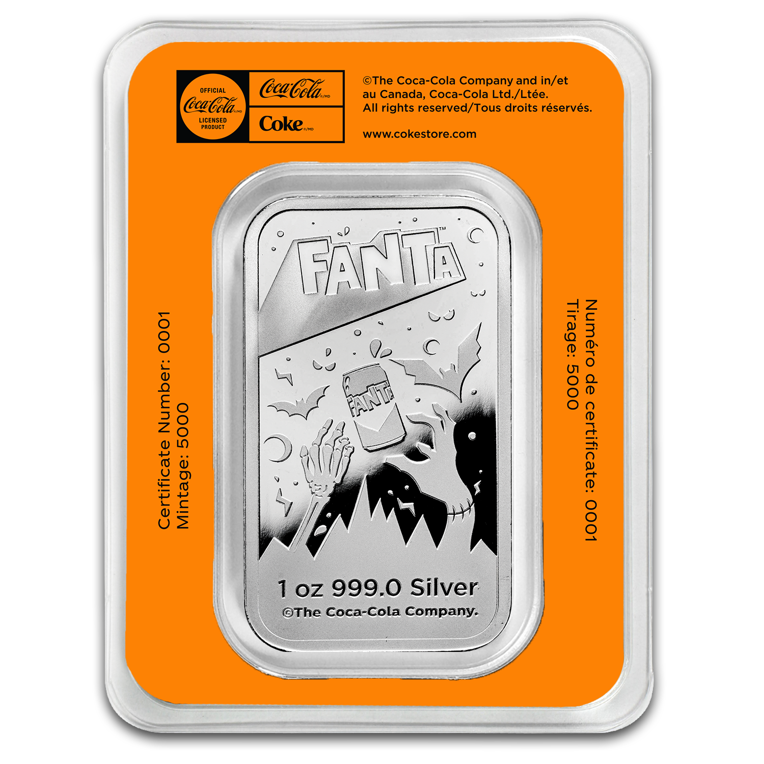 PAMP Orange Fanta Halloween 1 oz silver bar — supplied product view 3