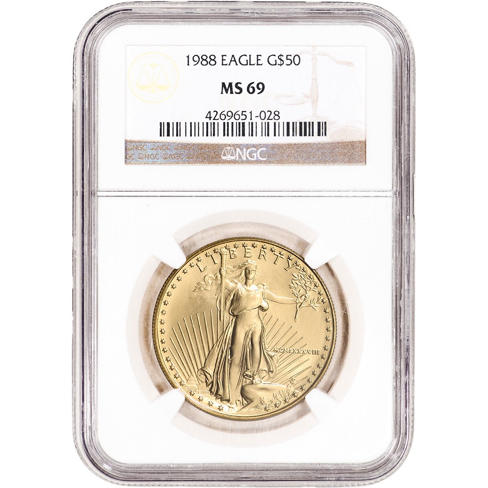 1988 1 oz American Gold Eagle $50 NGC MS69