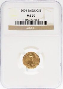 2004 1/10 oz American Gold Eagle $5 in NGC MS70 holder
