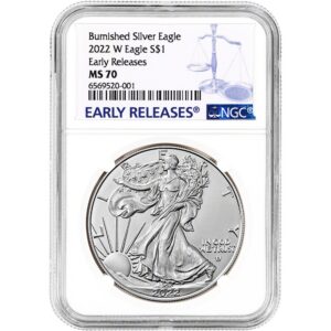 2022-W Burnished American Silver Eagle NGC MS70 Early Releases
