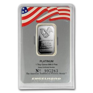 1 oz .9995 Engelhard platinum bar in sealed assay packaging