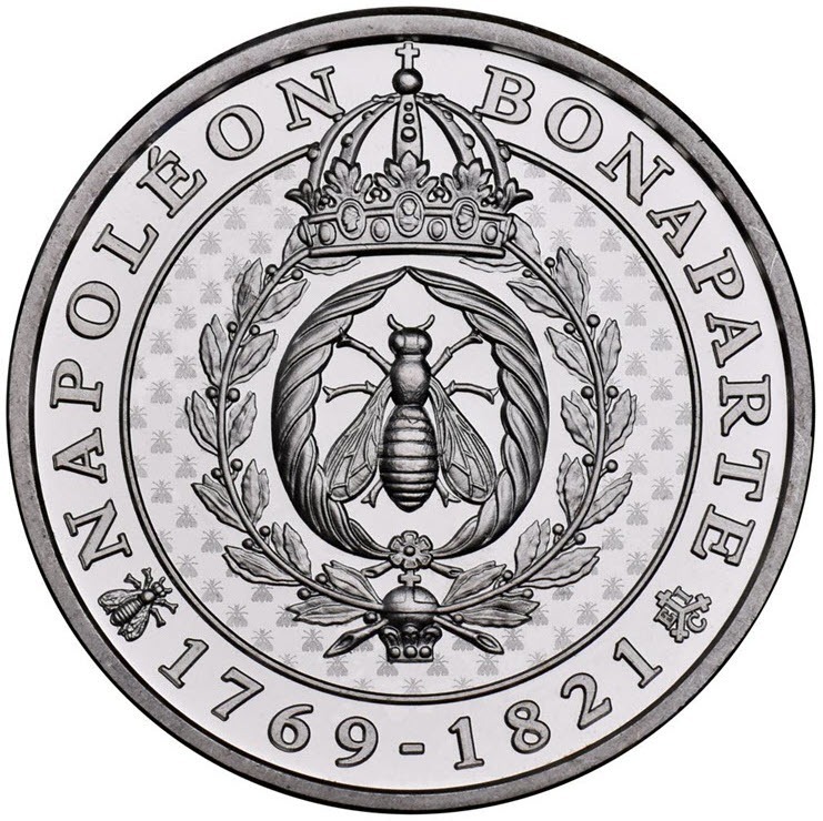 2 oz .999 silver St. Helena Napoleon Bee coin, reverse