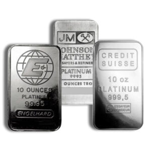 10 oz Platinum Bar – Brand Varies .999+ (No Card)