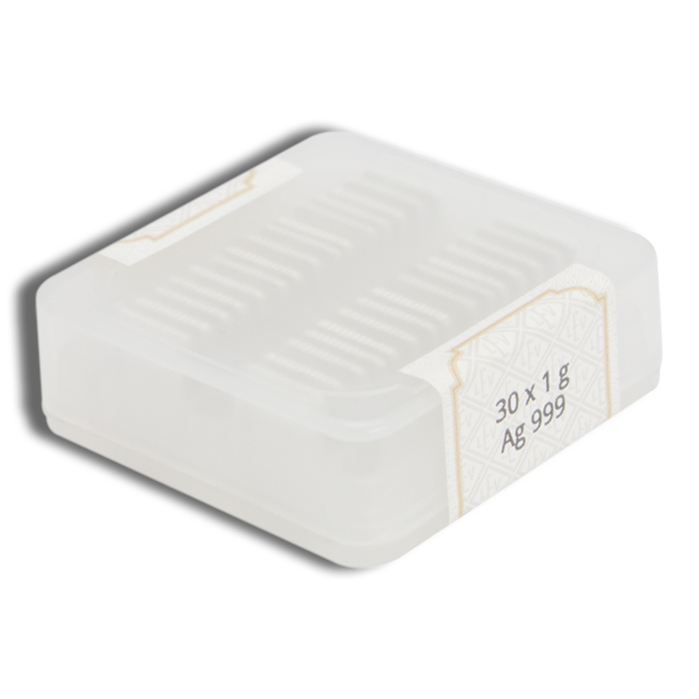 30 x 1 gram Silver Geiger Bar Box