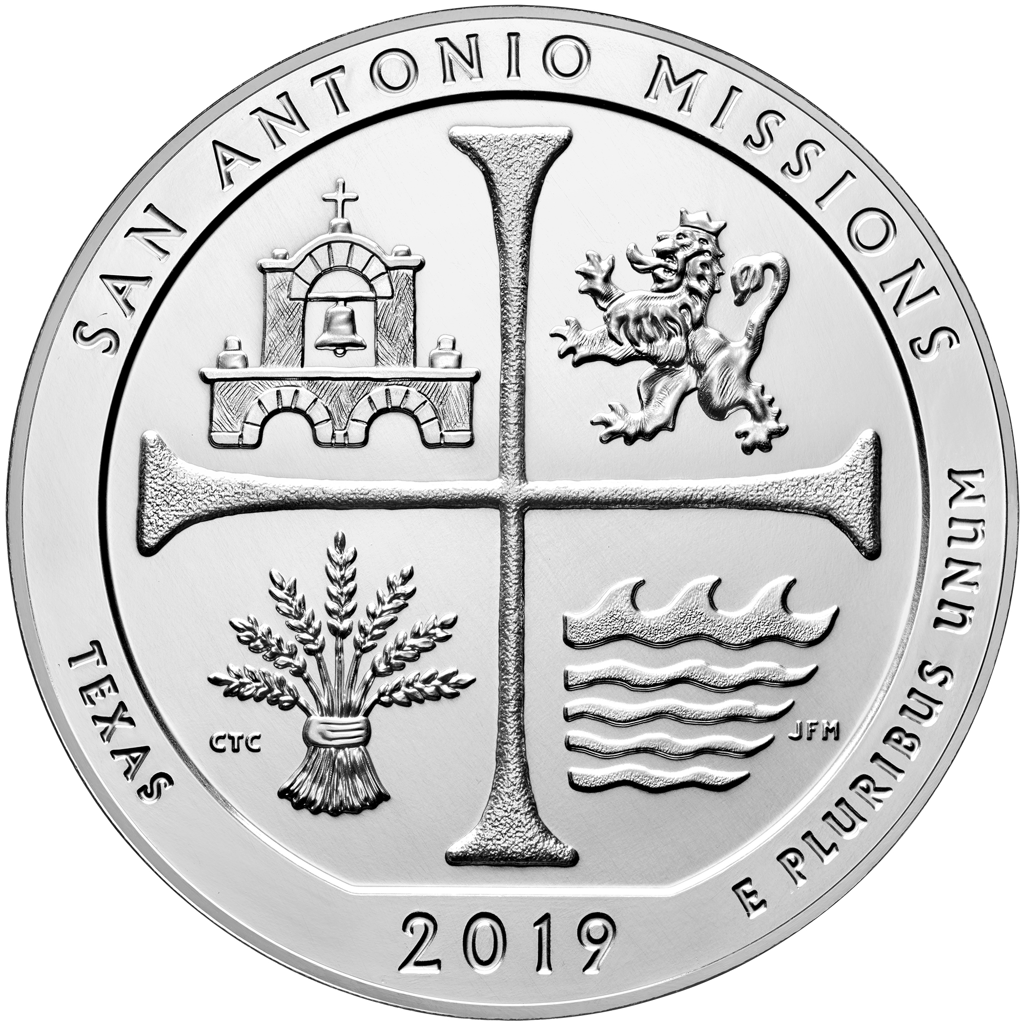 2019 5 oz ATB San Antonio Missions Silver Coin - BU