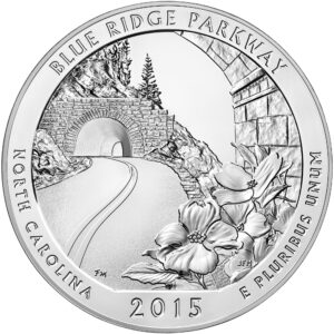 2015 5 oz ATB Blue Ridge Parkway Silver Coin - BU