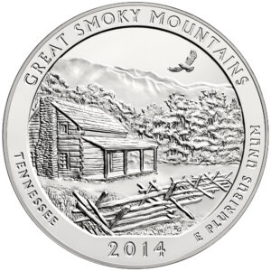 2014 5 oz ATB Great Smoky Mts. Silver Coin - BU 14 pms 1105718