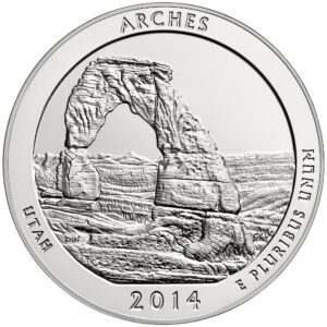 2014 5 oz ATB Arches Silver Coin – BU
